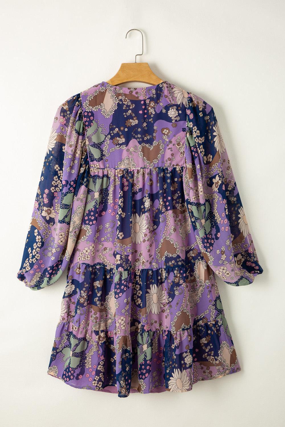 Vintage Daisy Bloemenjurk met Pofmouwen - Floral Dresses - Jurkjes.co