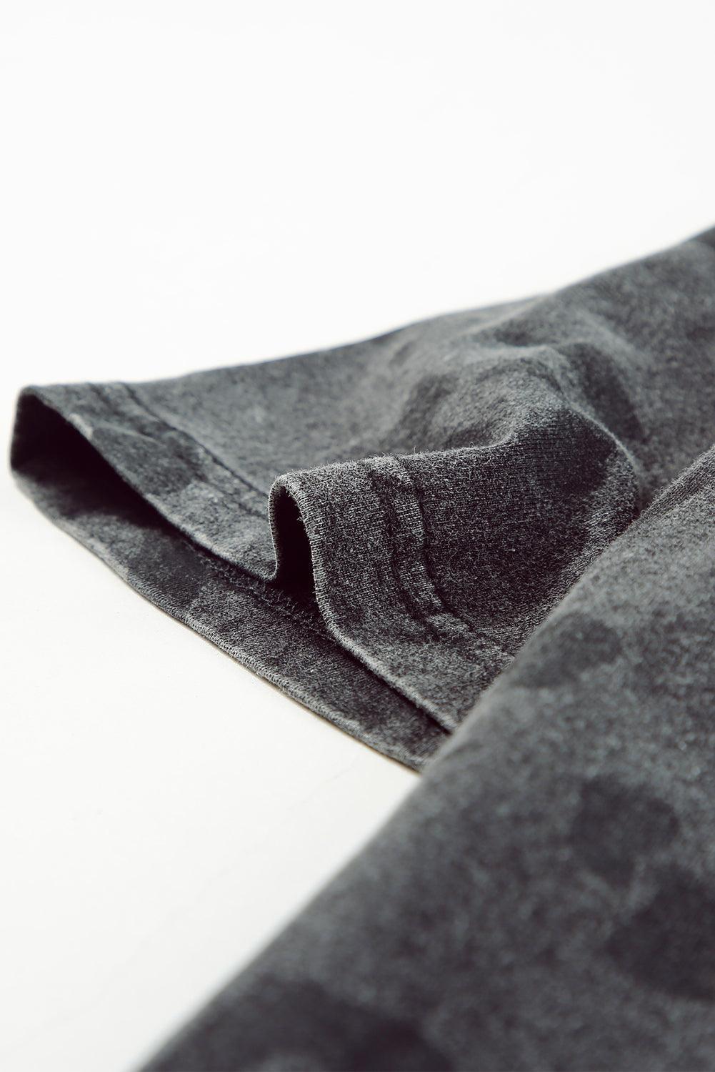 Vintage Washed Luipaard T-Shirt Jurk met Zakken - T Shirt Dresses - Jurkjes.co