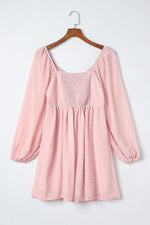 Zwitserse Stippen Jurk met Pofmouwen - Mini Dresses - Jurkjes.co