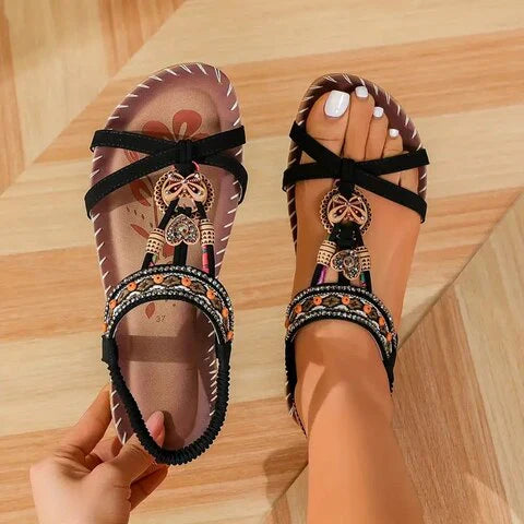 Bohemian Sandalen met Kralendetails