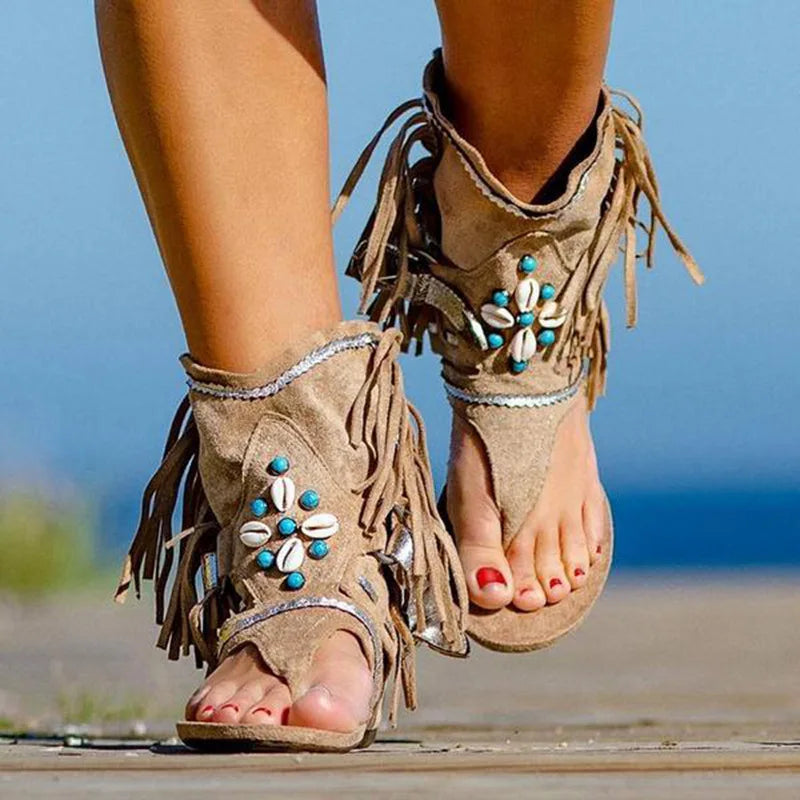 Boho Sandalen met Franjes en Schelpen