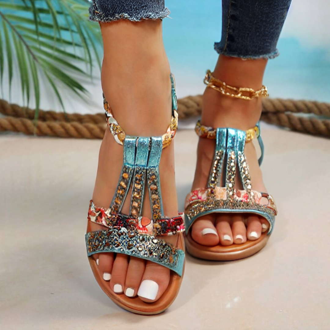 Boho Sandalen met Gedetailleerde Versieringen