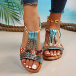 Boho Sandalen met Gedetailleerde Versieringen