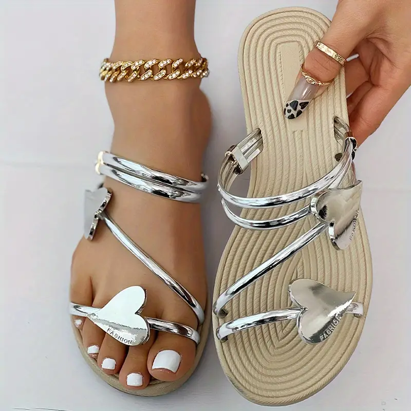 Elegante Sandalen met Metallic Hartjes