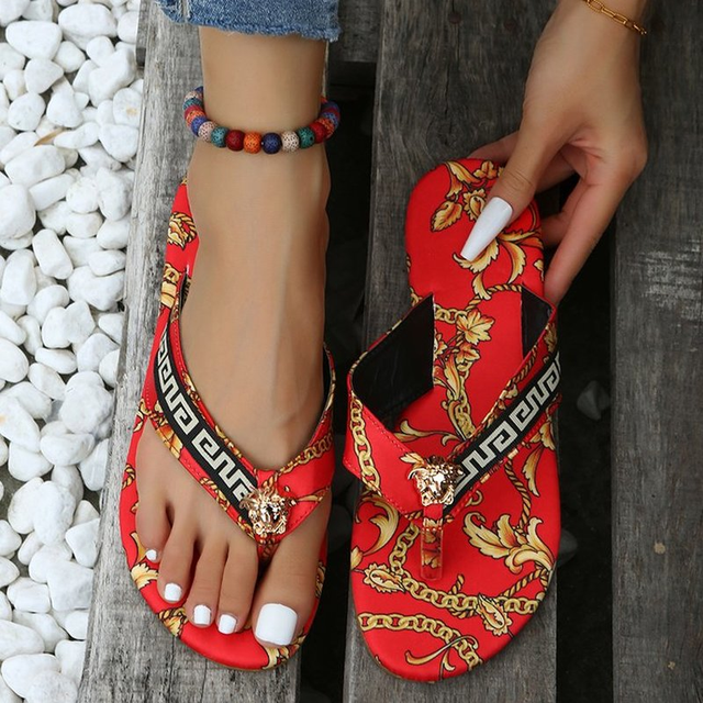 Luxe Sandalen met Barokstijl Print