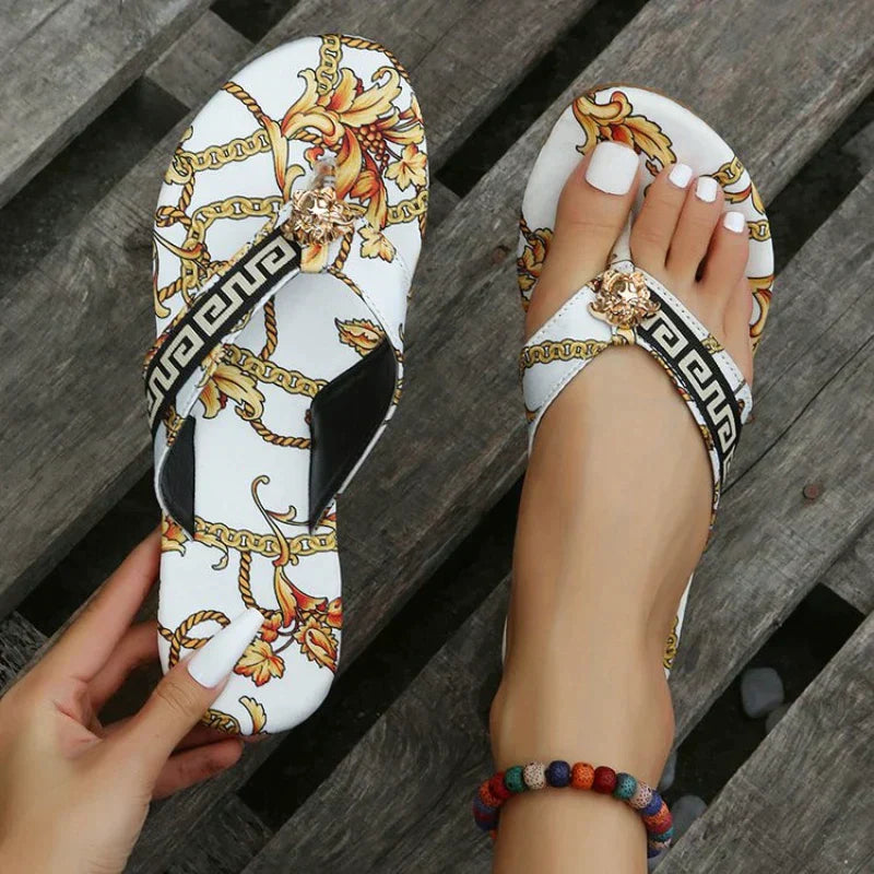 Luxe Sandalen met Barokstijl Print