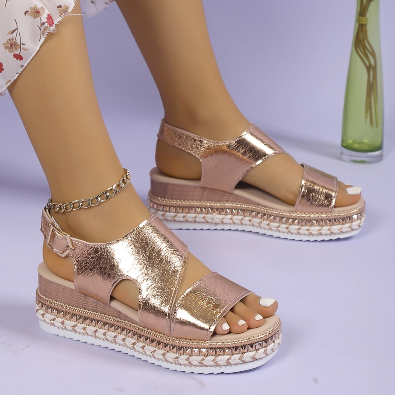 Platform Sandalen met Metallic Afwerking