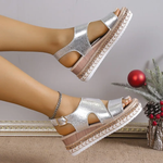 Platform Sandalen met Metallic Afwerking