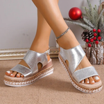 Platform Sandalen met Metallic Afwerking