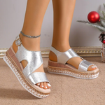 Platform Sandalen met Metallic Afwerking