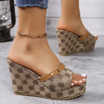 Sandalen met Elegante Print en Sleehak