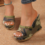 Sandalen met Elegante Print en Sleehak
