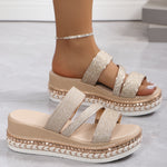 Sandalen met Glanzende Champagnekleur