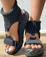 Sandalen met Handgeweven Detail