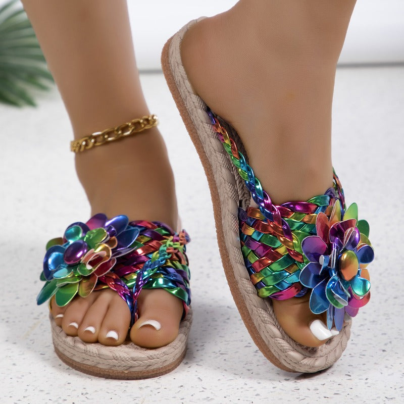 Sandalen met Multicolor Bloemendetail