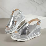 Sandalen met Verstelbare Gesp en Metallic Look