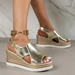 Sandalen met Verstelbare Gesp en Metallic Look