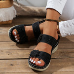 Wedge Sandalen met Bloemdetails