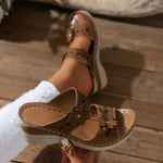 Wedge Sandalen met Bloemdetails