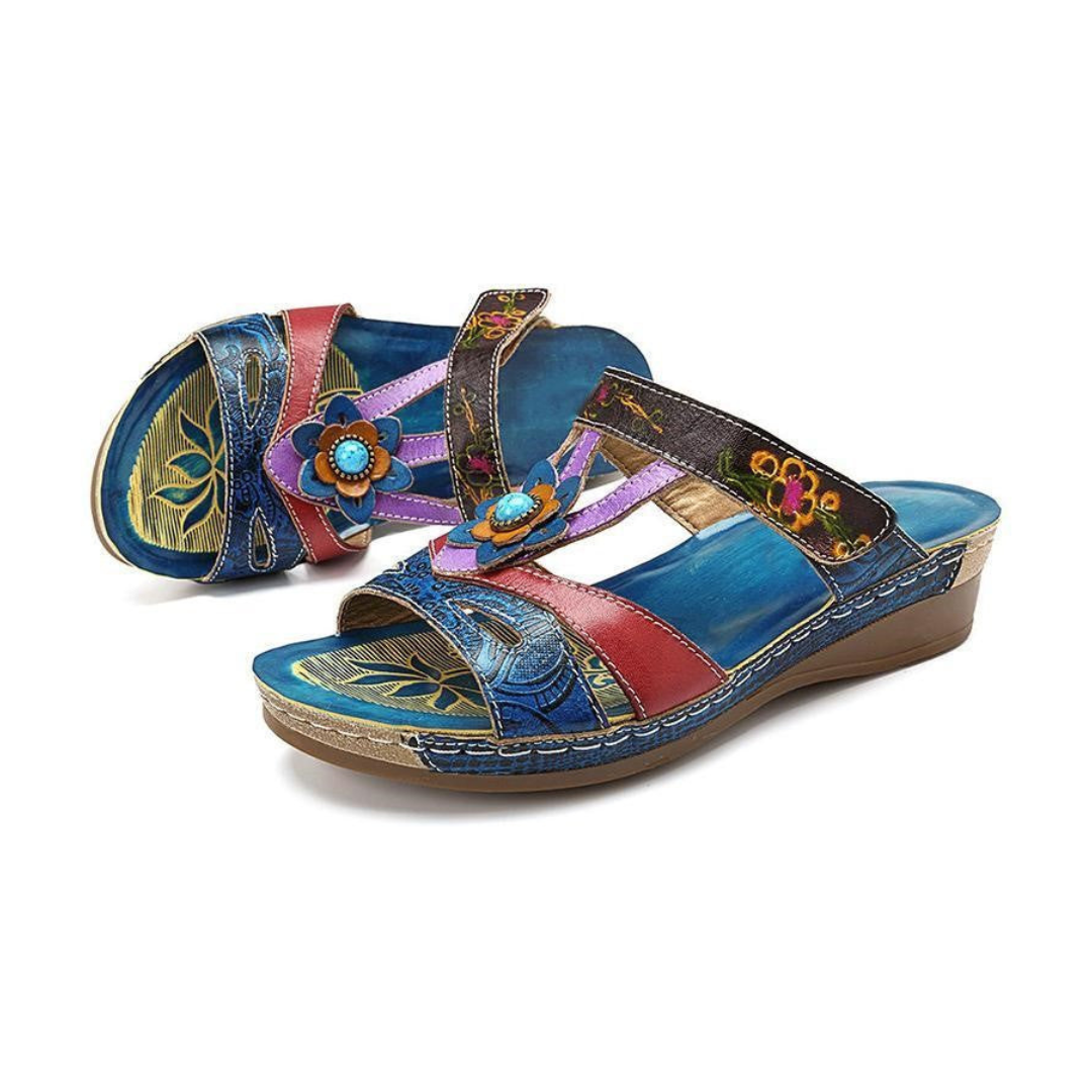 Wedge Sandalen met Bloemenaccenten