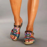 Wedge Sandalen met Bloemenaccenten