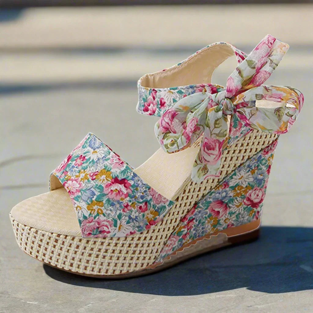 Wedge Sandalen met Bloemenprint