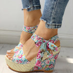 Wedge Sandalen met Bloemenprint