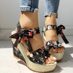 Wedge Sandalen met Bloemenprint