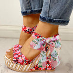 Wedge Sandalen met Bloemenprint