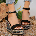 Wedge Sandalen met Bohemian Zigzagpatroon