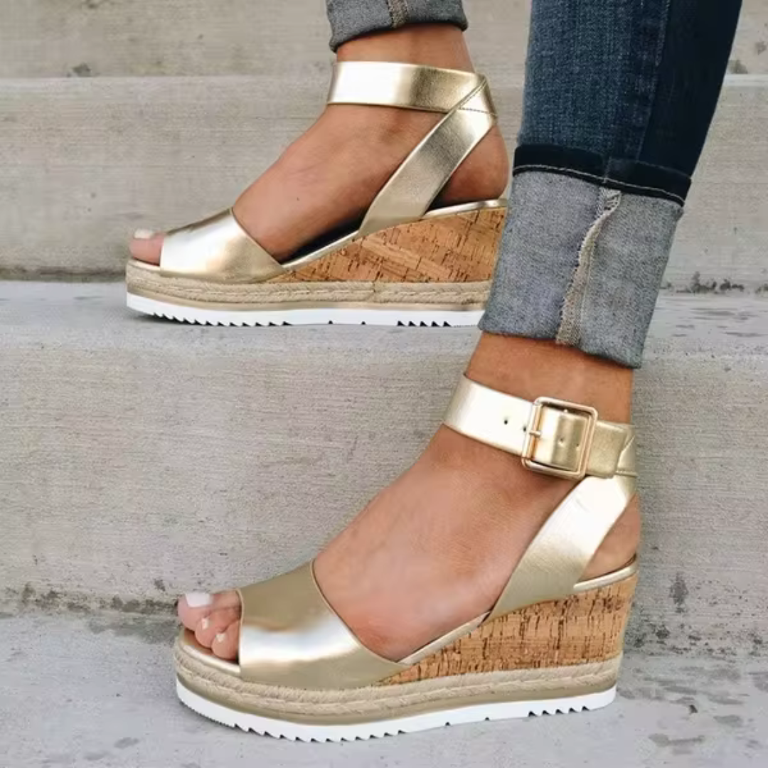 Wedge Sandalen met Kurk Hak