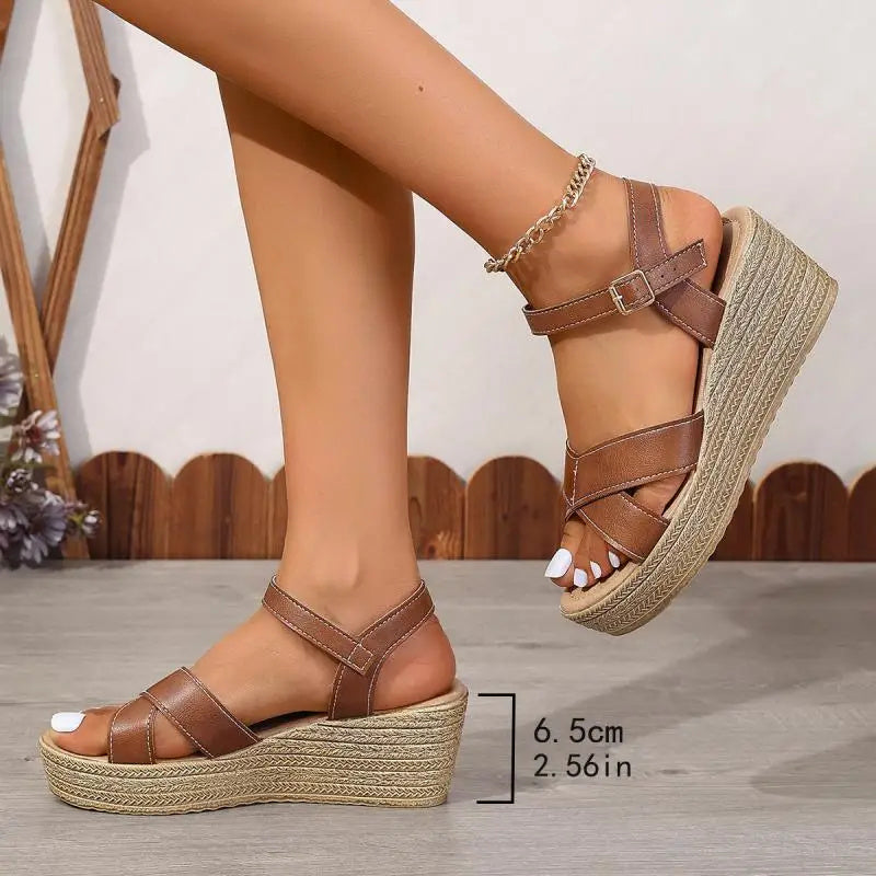 Wedge Sandalen met Verstelbare Bandjes