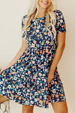 A-lijn Bloemenjurk met Korte Mouw - Floral Dresses - Jurkjes.co