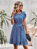 A-lijn Jurk met Bloemenprint en Strikceintuur - Mini Dresses - Jurkjes.co