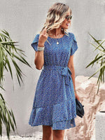 A-lijn Jurk met Bloemenprint en Strikceintuur - Mini Dresses - Jurkjes.co