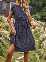 A-lijn Jurk met Bloemenprint en Strikceintuur - Mini Dresses - Jurkjes.co