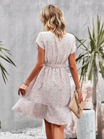 A-lijn Jurk met Bloemenprint en Strikceintuur - Mini Dresses - Jurkjes.co