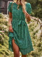 A-lijn Jurk met Bloemenprint en Strikceintuur - Mini Dresses - Jurkjes.co