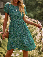 A-lijn Jurk met Bloemenprint en Strikceintuur - Mini Dresses - Jurkjes.co