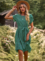 A-lijn Jurk met Bloemenprint en Strikceintuur - Mini Dresses - Jurkjes.co