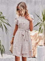 A-lijn Jurk met Bloemenprint en Strikceintuur - Mini Dresses - Jurkjes.co