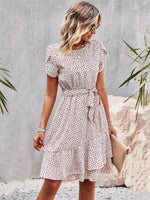 A-lijn Jurk met Bloemenprint en Strikceintuur - Mini Dresses - Jurkjes.co