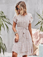 A-lijn Jurk met Bloemenprint en Strikceintuur - Mini Dresses - Jurkjes.co