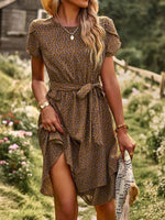 A-lijn Jurk met Bloemenprint en Strikceintuur - Mini Dresses - Jurkjes.co