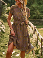 A-lijn Jurk met Bloemenprint en Strikceintuur - Mini Dresses - Jurkjes.co