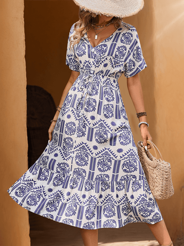 A-lijn Jurk met Etnische Print - Midi Dresses - Jurkjes.co