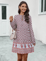 A-lijn Jurk met Paisleyprint en V-hals - Group4 - Jurkjes.co