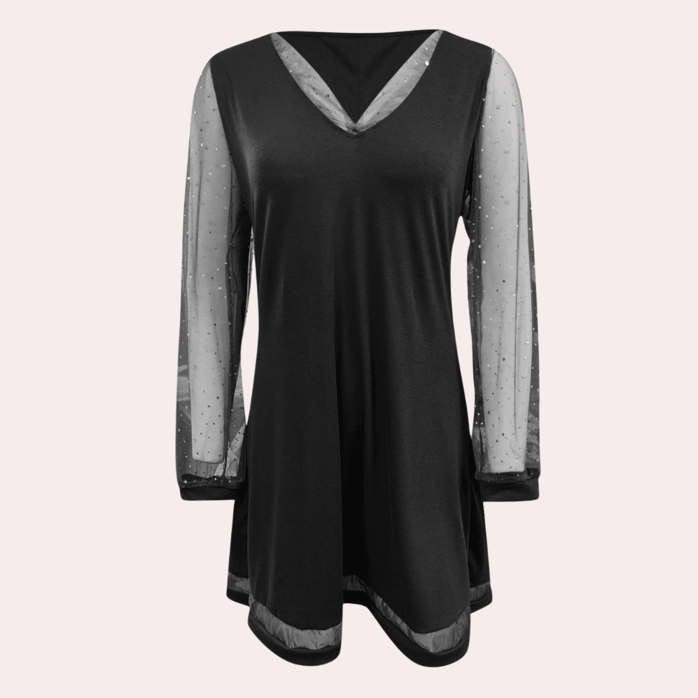 A-lijn Jurk met Transparante Mouwen - CB - Dresses - Jurkjes.co
