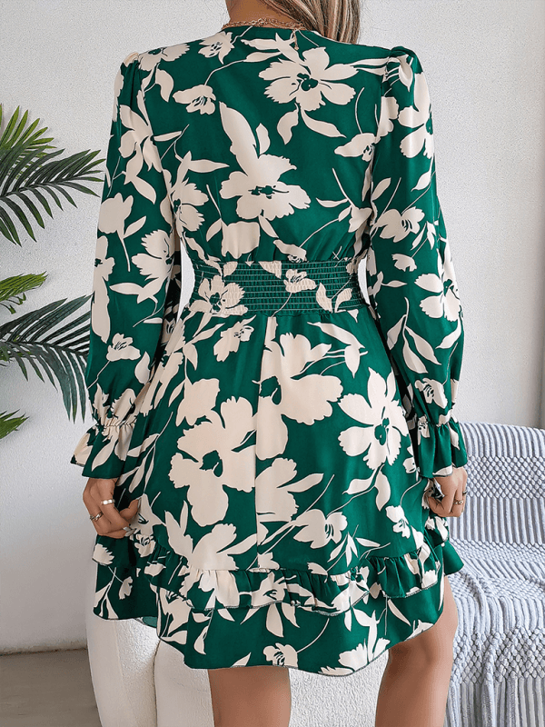 A-lijn Jurk met V-hals en Bloemenprint - Mini Dresses - Jurkjes.co