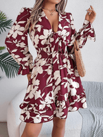 A-lijn Jurk met V-hals en Bloemenprint - Mini Dresses - Jurkjes.co